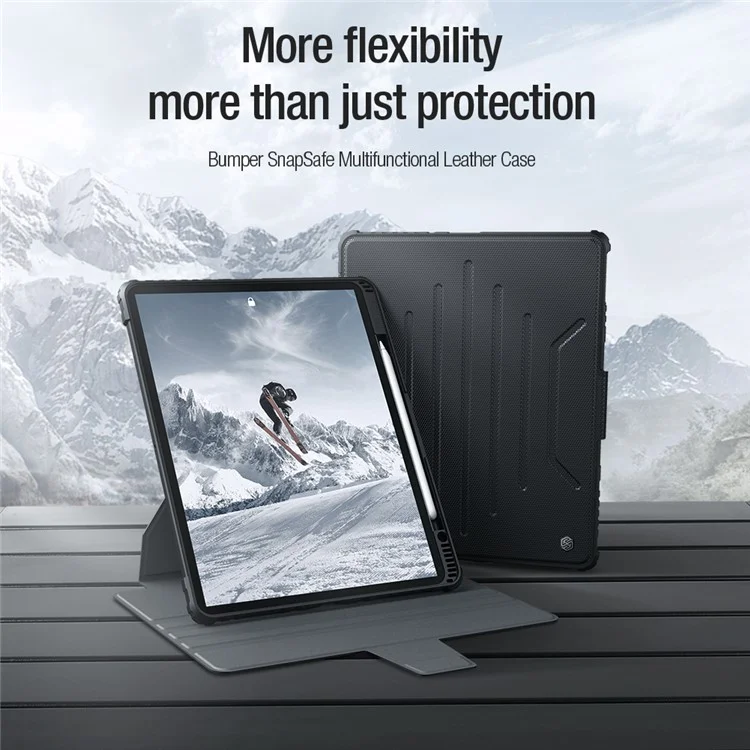 NILLKIN Pro pour iPad Pro 12.9 (2022) / (2021) / (2020), Étui de tablette amovible Rotation à 360 degrés Support Anti-rayures Housse en cuir - Bleu
