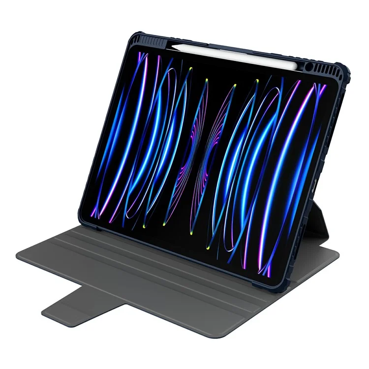 NILLKIN Pro pour iPad Pro 12.9 (2022) / (2021) / (2020), Étui de tablette amovible Rotation à 360 degrés Support Anti-rayures Housse en cuir - Bleu