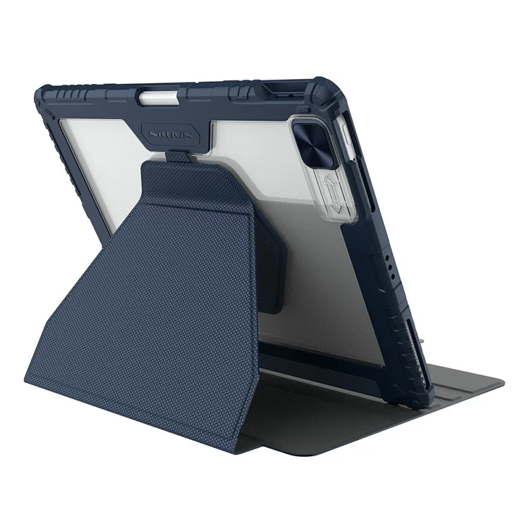 NILLKIN Pro pour iPad Pro 12.9 (2022) / (2021) / (2020), Étui de tablette amovible Rotation à 360 degrés Support Anti-rayures Housse en cuir - Bleu