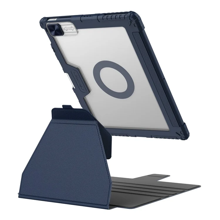 NILLKIN Pro pour iPad Pro 12.9 (2022) / (2021) / (2020), Étui de tablette amovible Rotation à 360 degrés Support Anti-rayures Housse en cuir - Bleu