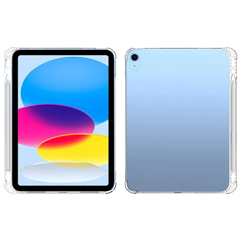 For iPad (2025) / 10.9 (2022) Shockproof TPU Tablet Case Reinforced Corners Transparent Protection Cover with Pen Slot