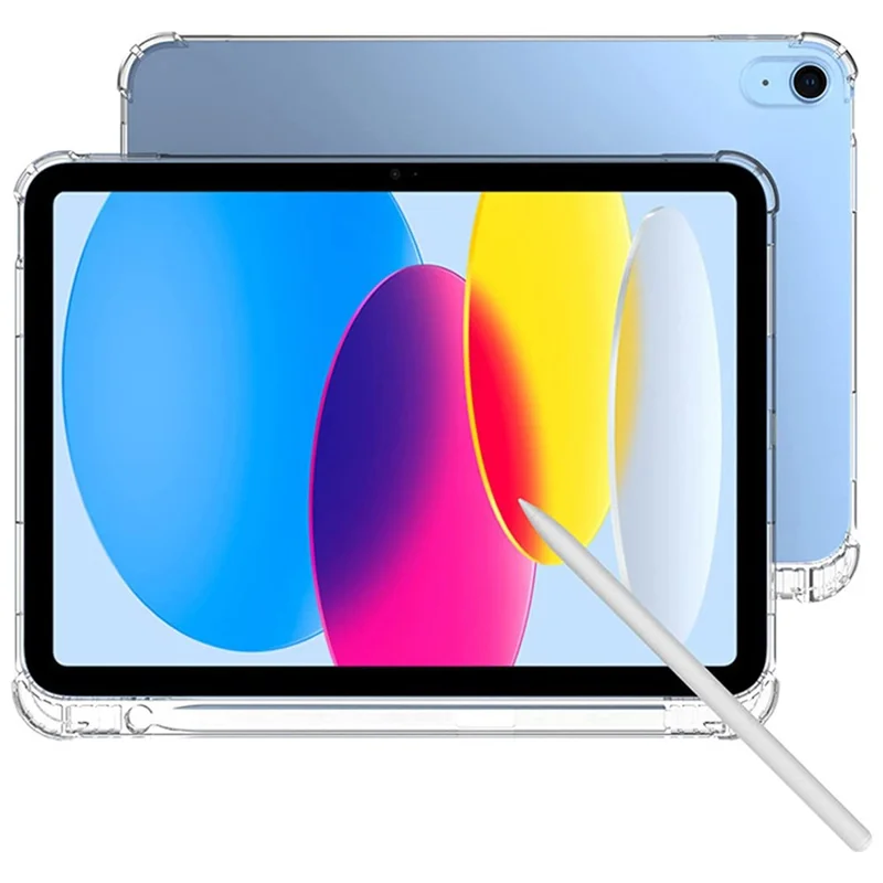 For iPad (2025) / 10.9 (2022) Shockproof TPU Tablet Case Reinforced Corners Transparent Protection Cover with Pen Slot