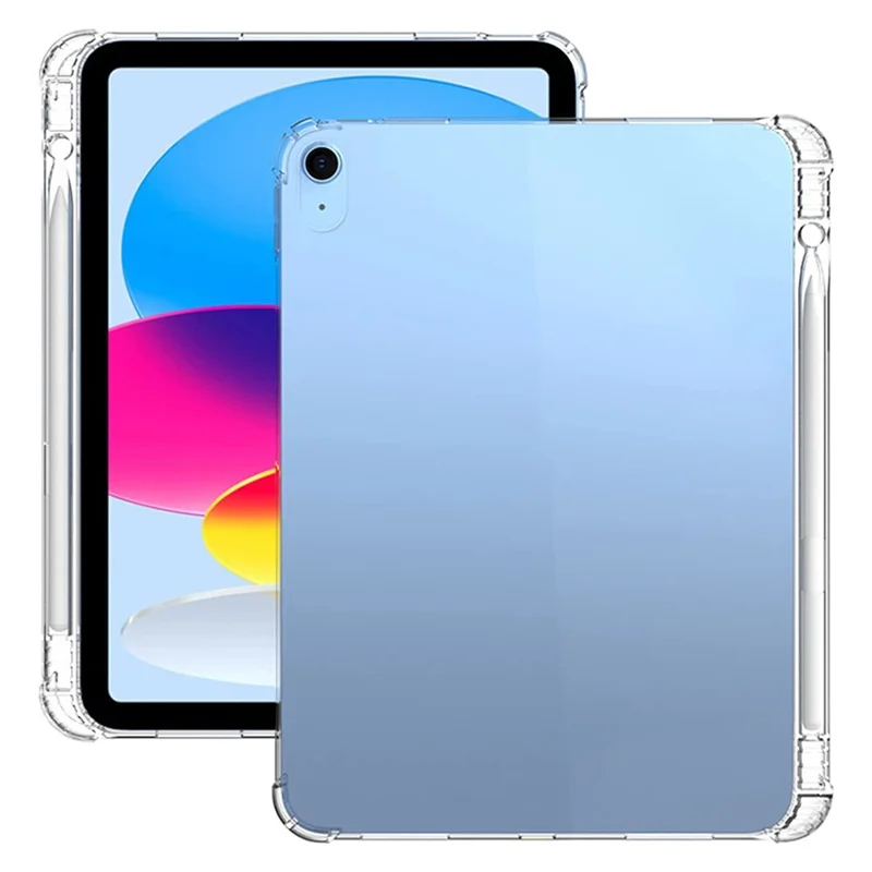 For iPad (2025) / 10.9 (2022) Shockproof TPU Tablet Case Reinforced Corners Transparent Protection Cover with Pen Slot