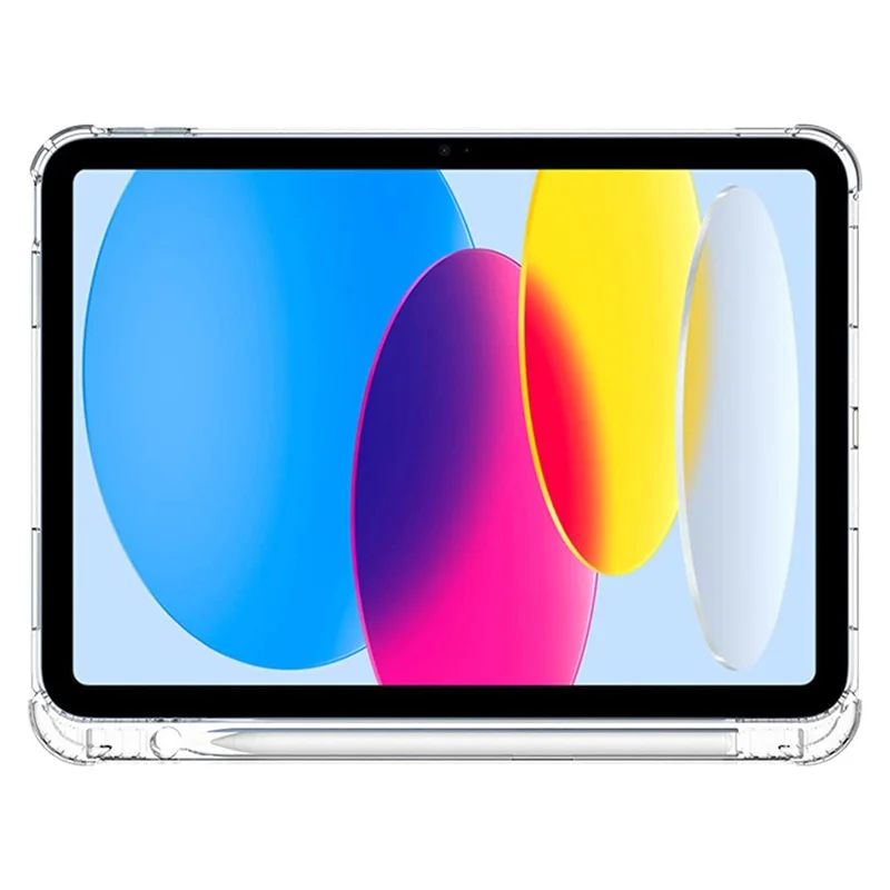 For iPad (2025) / 10.9 (2022) Shockproof TPU Tablet Case Reinforced Corners Transparent Protection Cover with Pen Slot