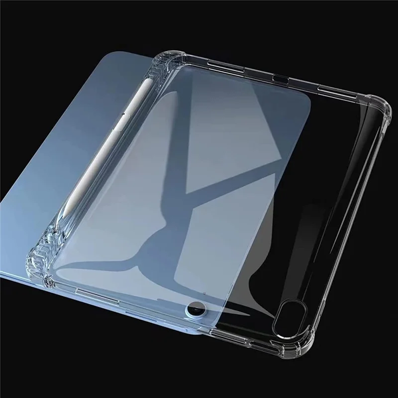 For iPad (2025) / 10.9 (2022) Shockproof TPU Tablet Case Reinforced Corners Transparent Protection Cover with Pen Slot