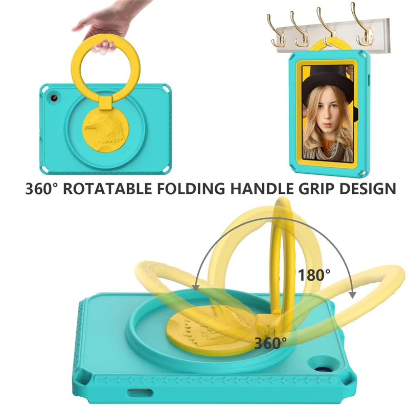 For Amazon Fire 7 (2022) Protective EVA Case with Shoulder Strap, Waterproof Screen Film - Light Green