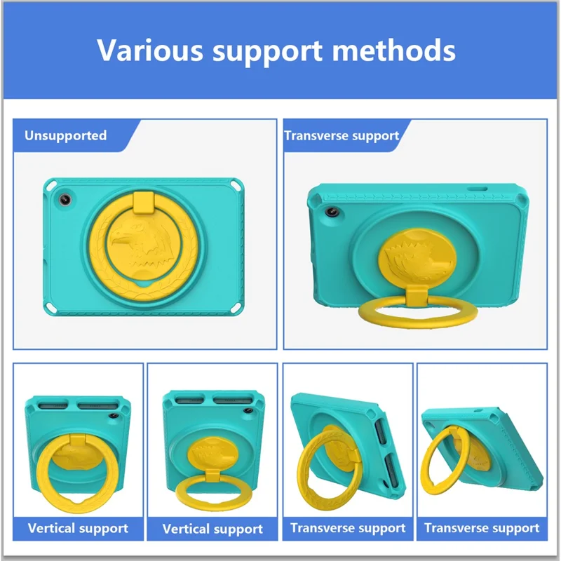 For Amazon Fire 7 (2022) Protective EVA Case with Shoulder Strap, Waterproof Screen Film - Light Green