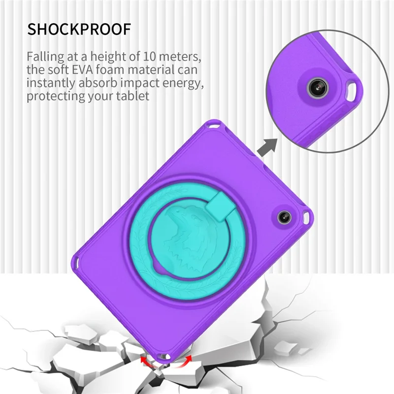 For Amazon Fire 7 (2022) Protective EVA Case with Shoulder Strap, Waterproof Screen Film - Purple