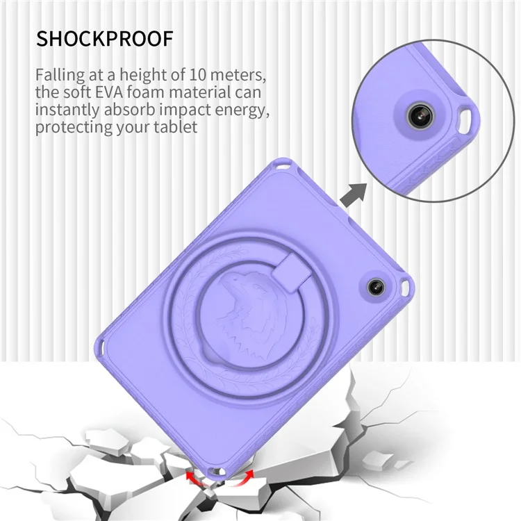 For Amazon Fire 7 (2022) Case with Shoulder Strap  /  Waterproof Screen Protector EVA Tablet Case - Light Purple