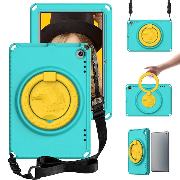 Pour Amazon Fire HD 8 (2022) / (2020) Étui de protection en EVA antichoc avec sangle d'épaule, protecteur d'écran imperméable - Vert clair