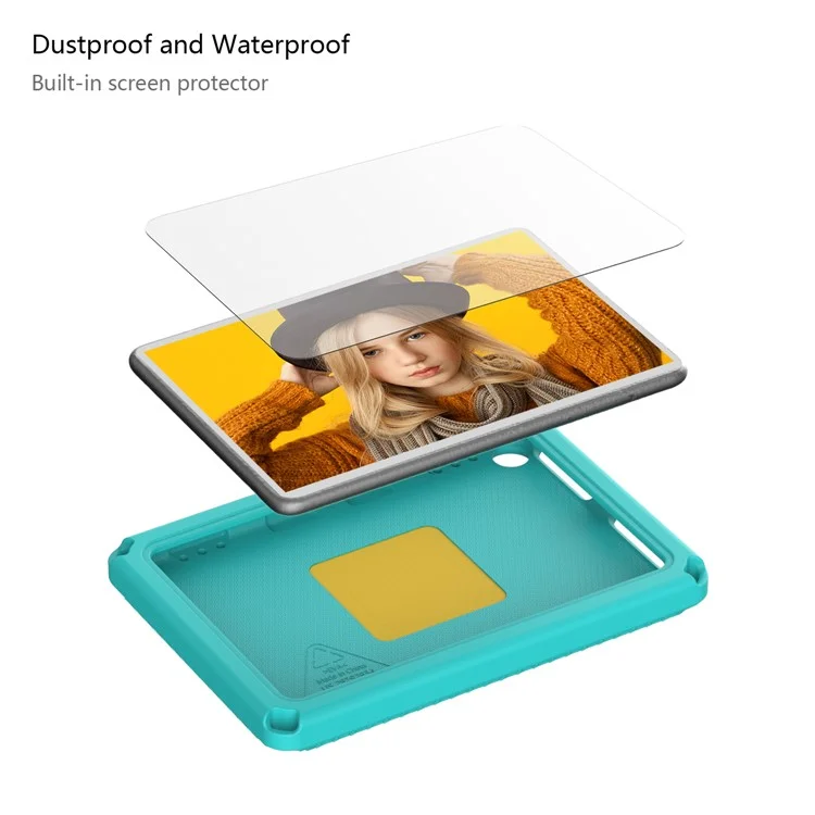 Pour Amazon Fire HD 8 (2022) / (2020) Étui de protection en EVA antichoc avec sangle d'épaule, protecteur d'écran imperméable - Vert clair