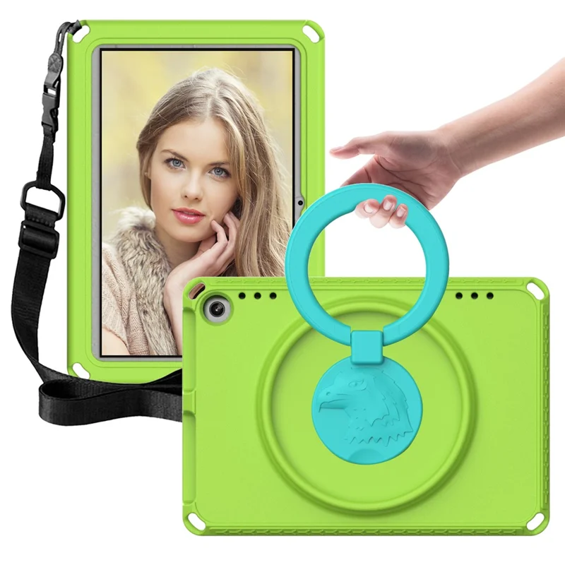For Amazon Fire HD 8 (2022) / (2020) Shockproof EVA Case with Shoulder Strap, Waterproof Screen Protector - Green