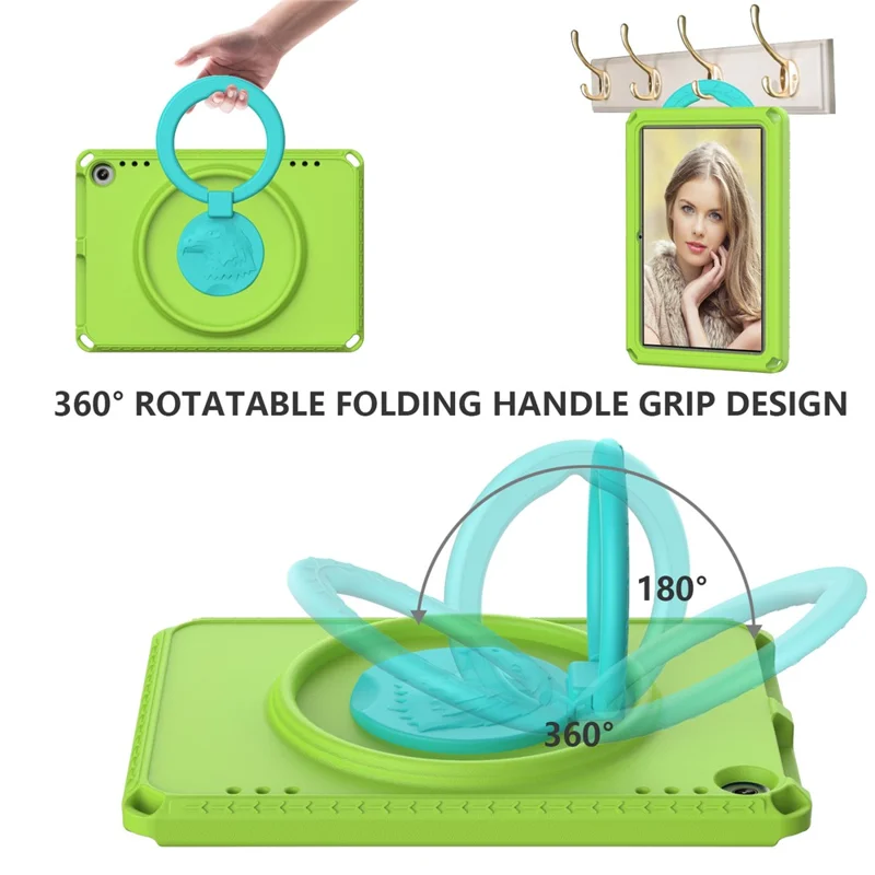 For Amazon Fire HD 8 (2022) / (2020) Shockproof EVA Case with Shoulder Strap, Waterproof Screen Protector - Green