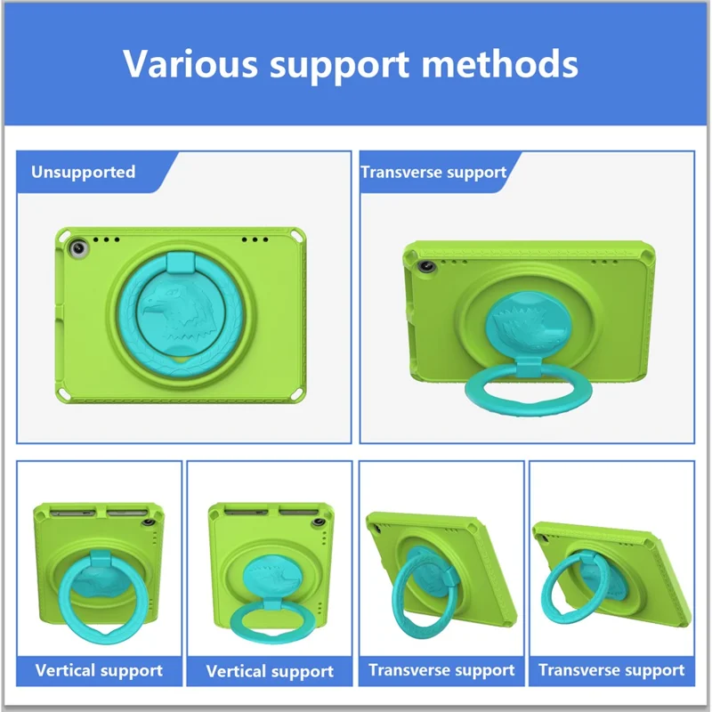 For Amazon Fire HD 8 (2022) / (2020) Shockproof EVA Case with Shoulder Strap, Waterproof Screen Protector - Green