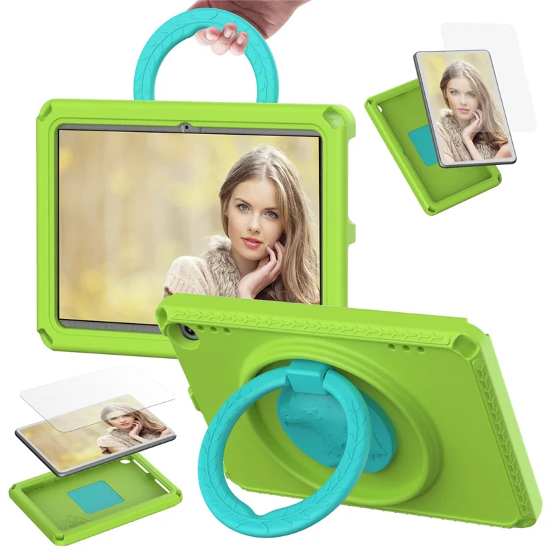 For Amazon Fire HD 8 (2022) / (2020) Shockproof EVA Case with Shoulder Strap, Waterproof Screen Protector - Green