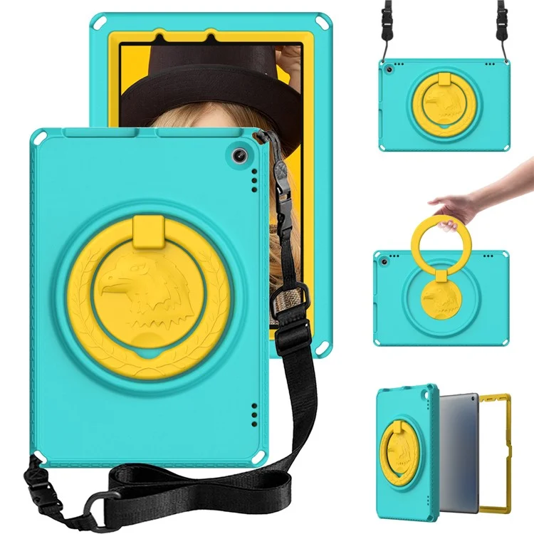 Funda rígida de EVA para Amazon Fire HD 10 (2021) Funda protectora con correa para el hombro, película de pantalla - Verde claro