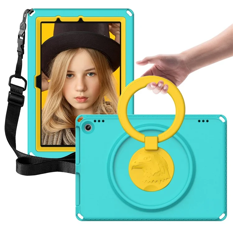 Funda rígida de EVA para Amazon Fire HD 10 (2021) Funda protectora con correa para el hombro, película de pantalla - Verde claro