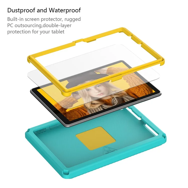 Funda rígida de EVA para Amazon Fire HD 10 (2021) Funda protectora con correa para el hombro, película de pantalla - Verde claro