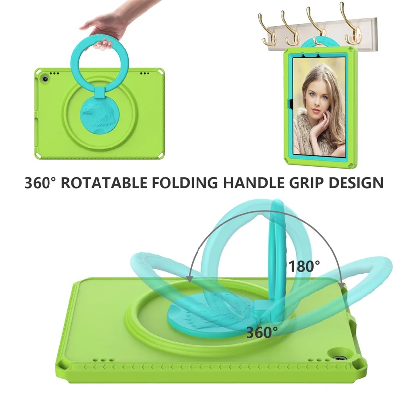 Hard EVA Case for Amazon Fire HD 10 (2021) Protective Cover with Shoulder Strap, Screen Film - Green