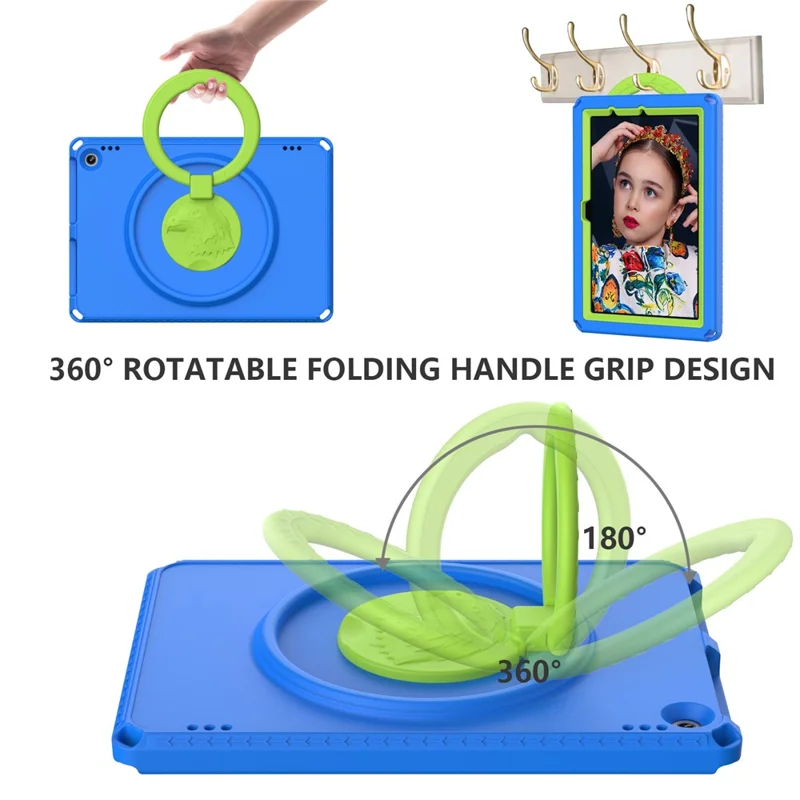 Hard EVA Case for Amazon Fire HD 10 (2021) Protective Cover with Shoulder Strap, Screen Film - Blue