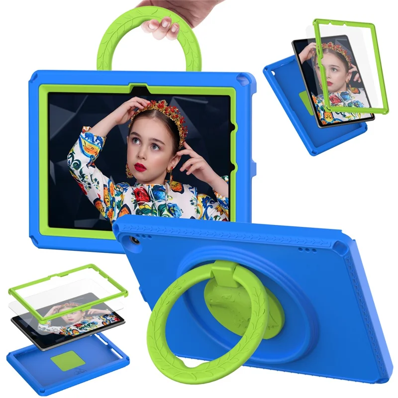 Hard EVA Case for Amazon Fire HD 10 (2021) Protective Cover with Shoulder Strap, Screen Film - Blue