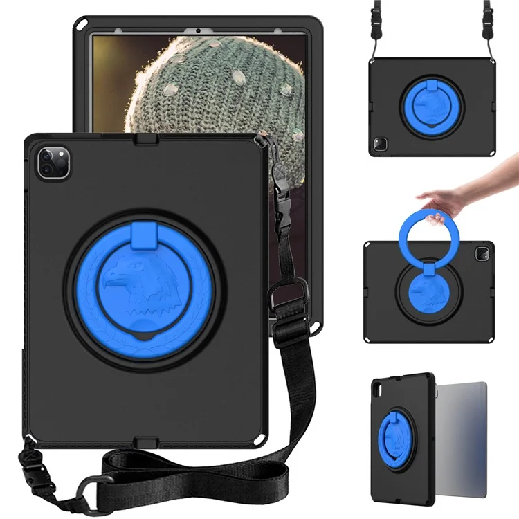 For iPad Pro Pro 13 (2024) / Air 13 (2025) / (2024) / 12.9 (2022) / (2021) / (2020) / (2018) EVA Case with Shoulder Strap, Screen Film - Black
