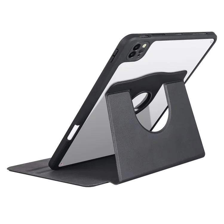 Para iPad Pro 11 (2020) / (2021) / (2022) / iPad Air 11 (2024) / Air (2022) / (2020) Kickstand Tablet Case PU Leather Cover - Black