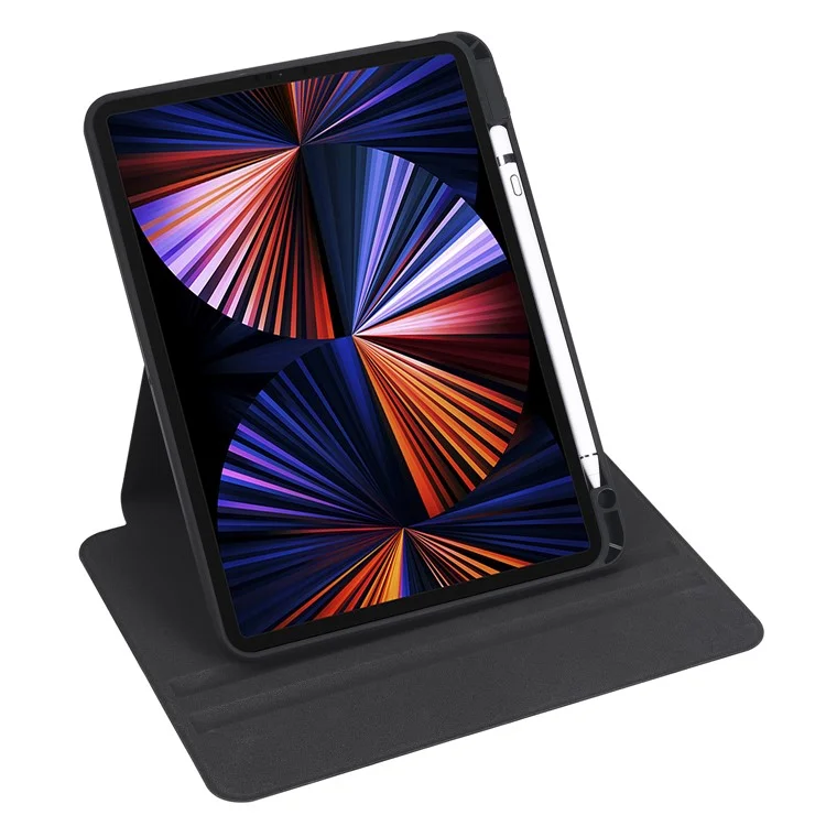 Para iPad Pro 11 (2020) / (2021) / (2022) / iPad Air 11 (2024) / Air (2022) / (2020) Kickstand Tablet Case PU Leather Cover - Black