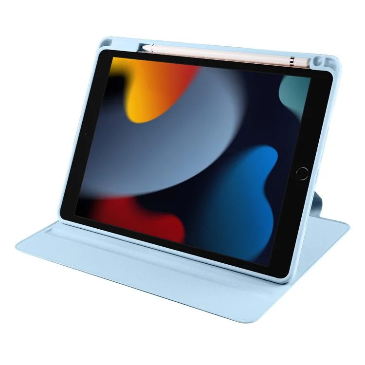 Pour iPad 10.2 (2021) / (2020) / (2019) Smart Tablet Case PU Cuir + Support Rotatif en Acrylique - Bleu Bébé