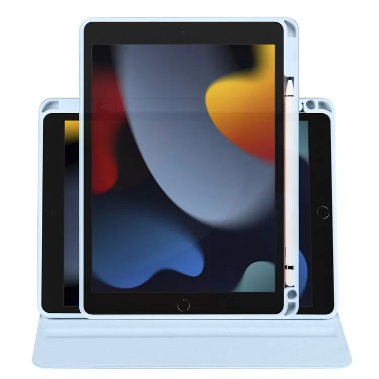 Pour Ipad 10.2 (2021) / (2020) / (2019) Case de Tablette Intelligente pu Leather + Acrylique Rotary Kickstand - Bébé Bleu