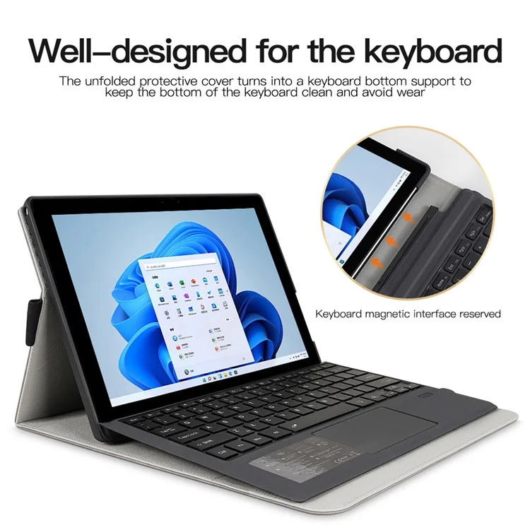 For Microsoft Surface Pro 4 / 5 / 6 / 7 PU Leather Tablet Case Stand Keyboard Cover with Pen Loop Holder - Black