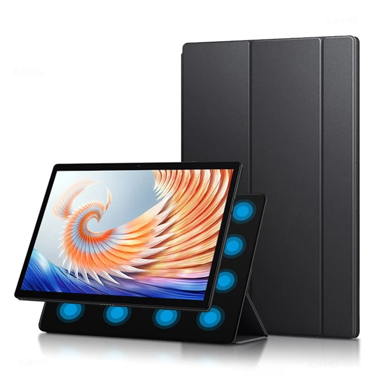 For Xiaomi Book S PU Leather Business Case Magnetic Absorption Tri-Fold Stand Tablet Cover - Black