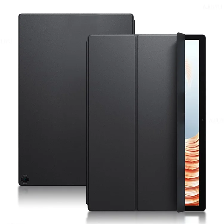 For Xiaomi Book S PU Leather Business Case Magnetic Absorption Tri-Fold Stand Tablet Cover - Black
