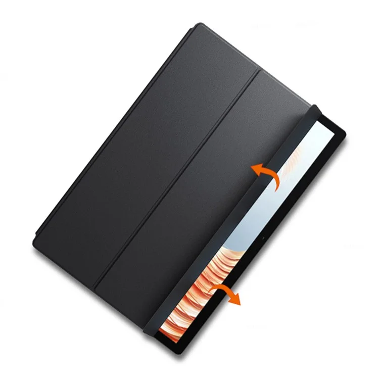 For Xiaomi Book S PU Leather Business Case Magnetic Absorption Tri-Fold Stand Tablet Cover - Black