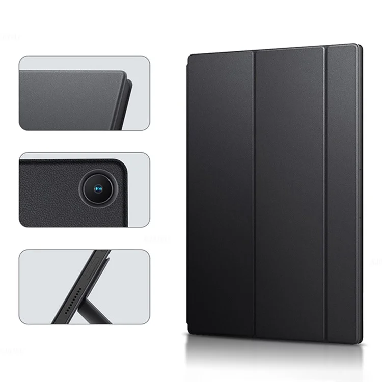 For Xiaomi Book S PU Leather Business Case Magnetic Absorption Tri-Fold Stand Tablet Cover - Black