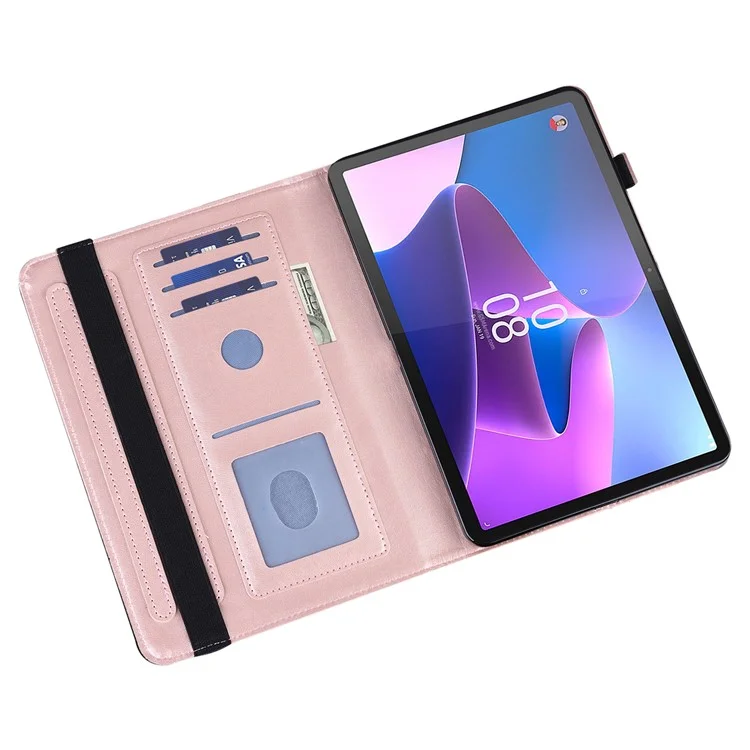 Чехол-книжка с цветочным рисунком для планшета Lenovo Tab M9, ПУ-кожа, подставка, бумажник, защитный чехол - Rose Gold