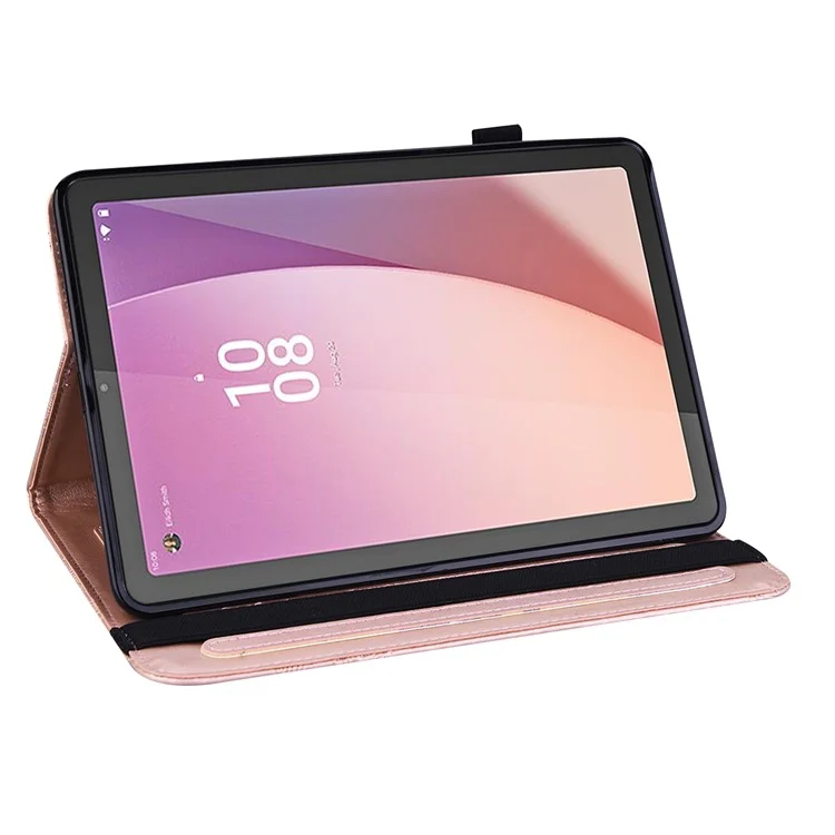 Чехол-книжка с цветочным рисунком для планшета Lenovo Tab M9, ПУ-кожа, подставка, бумажник, защитный чехол - Rose Gold