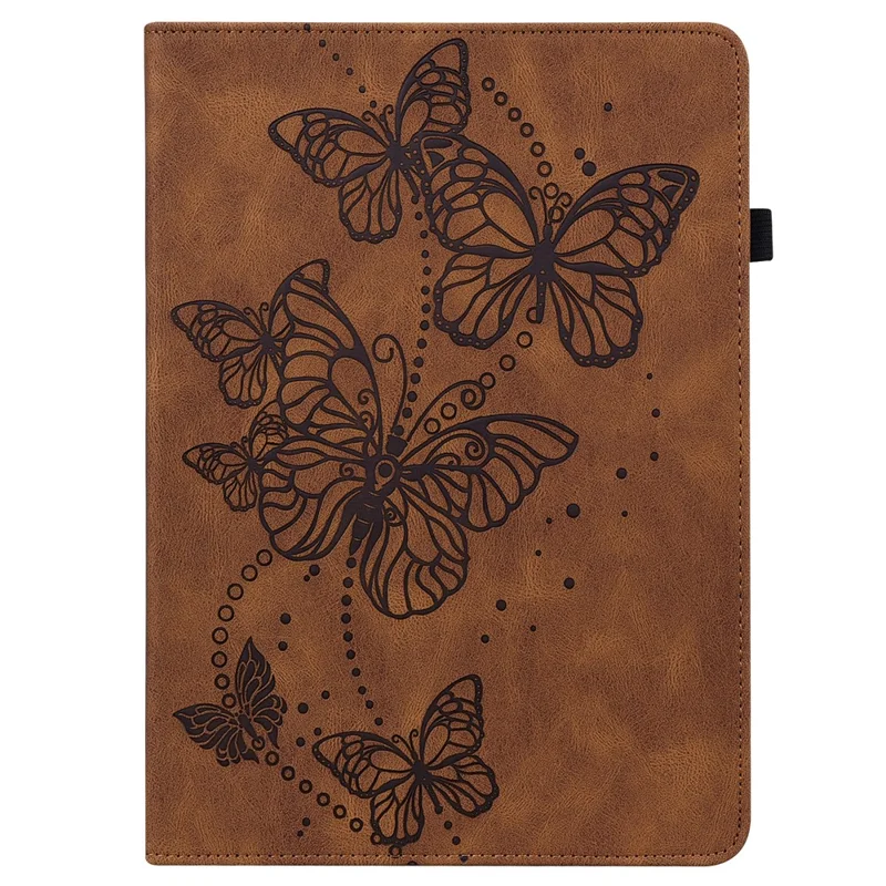For Lenovo Tab M9 TB-310FU PU Leather Butterfly Imprinted Tablet Stand Cover Card Holder Shockproof Case - Brown