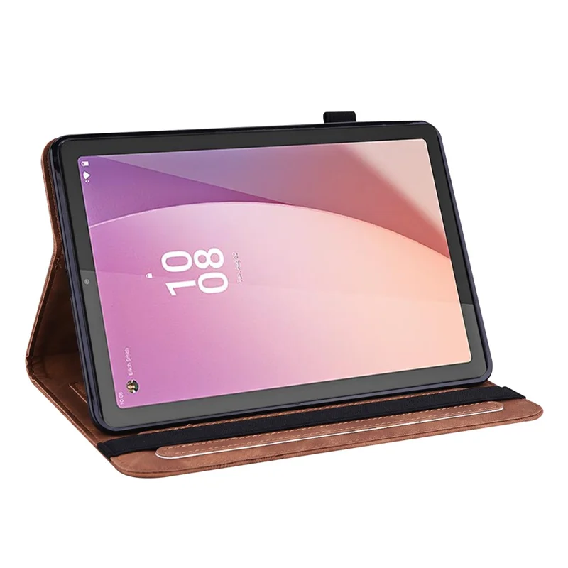 For Lenovo Tab M9 TB-310FU PU Leather Butterfly Imprinted Tablet Stand Cover Card Holder Shockproof Case - Brown