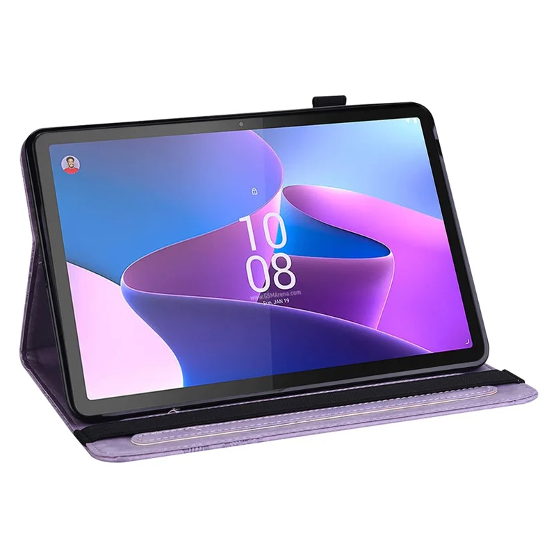 For Lenovo Tab P11 Pro Gen 2 PU Leather Tablet Stand Cover Butterfly Imprinted Card Holder Drop-proof Case - Purple