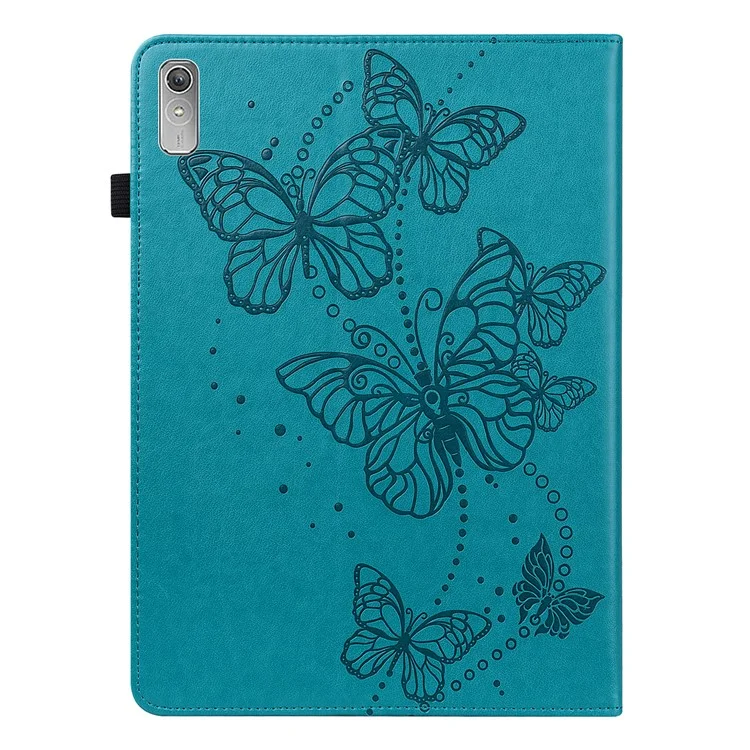 For Lenovo Tab P11 Gen 2 Butterfly Imprinted PU Leather Tablet Stand Cover Drop-proof Case with Card Slots - Blue