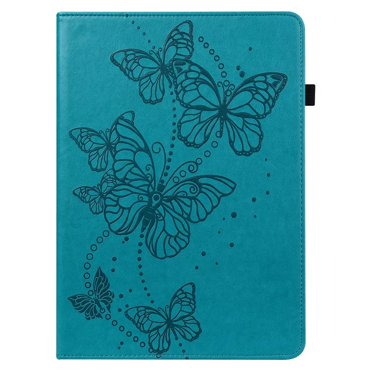 For Lenovo Tab P11 Gen 2 Butterfly Imprinted PU Leather Tablet Stand Cover Drop-proof Case with Card Slots - Blue