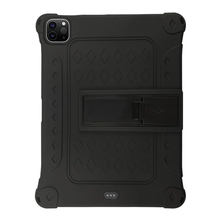 Para Ipad Pro 12.9 (2018) /(2020) /(2021) /(2022) Caixa de Comprimido Soft Silicone Kickstand Tampa de Proteção - Preto
