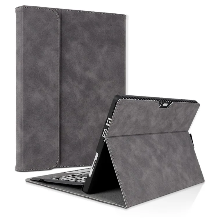Pour Microsoft Surface Pro 9 Étui en cuir PU avec clavier réglable Support anti-chute Housse de tablette - Gris