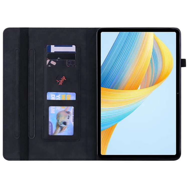Защитный чехол Для Honor Pad V8 Pro с кожаной подставкой, молнией и отделением для карт, с функцией автоматического пробуждения/сна - черный 