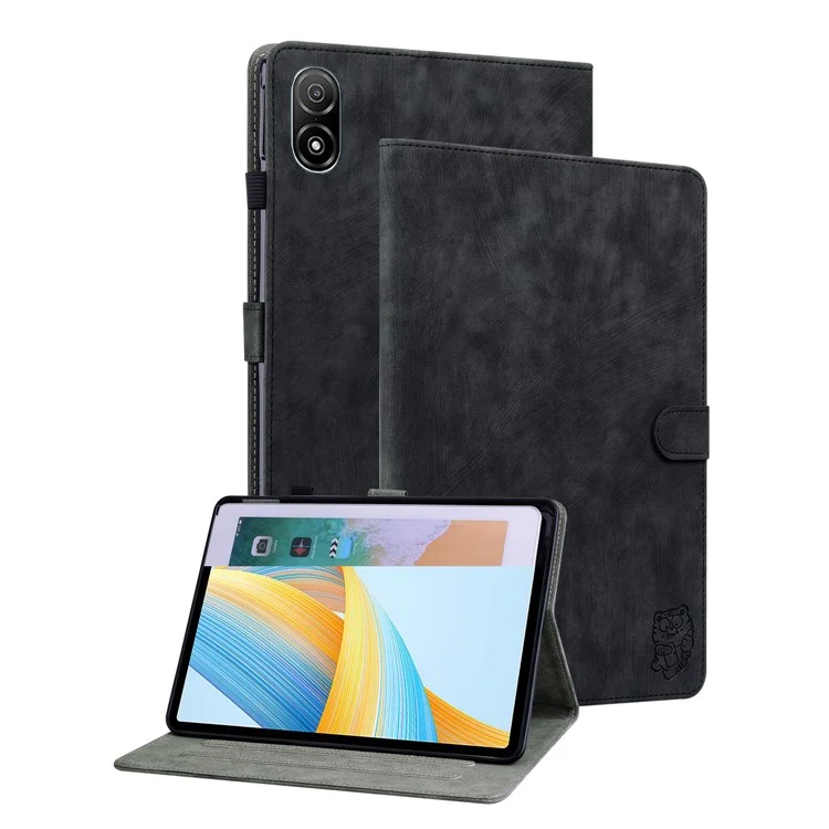 For Honor Pad V8 Pro Funda para tablet PU Leather Tiger Pattern Stand Folio Protective Cover con soporte para tarjetas - Negro