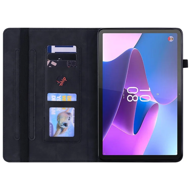 Étui pour Lenovo Tab P11 Gen 2 Tablette, en cuir PU, avec support, poche zippée, fente pour carte - Noir