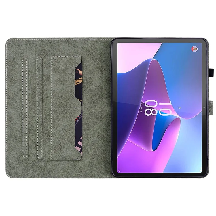 For Lenovo Tab P11 Gen 2 PU Leather Case Cute Tiger Pattern Stand Tablet Protective Sleeve Smart Cover - Black
