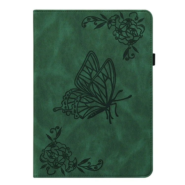 Pour le Lenovo Tab P11 Gen 2 Étui antichoc avec papillon Fleur imprimée Couverture en cuir avec fente pour carte - Vert