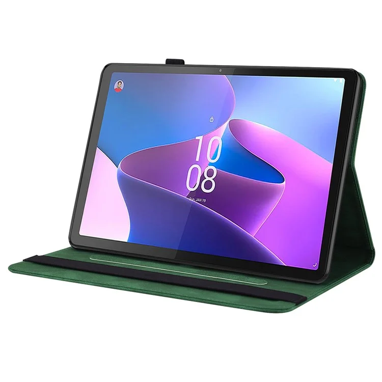 Pour le Lenovo Tab P11 Gen 2 Étui antichoc avec papillon Fleur imprimée Couverture en cuir avec fente pour carte - Vert